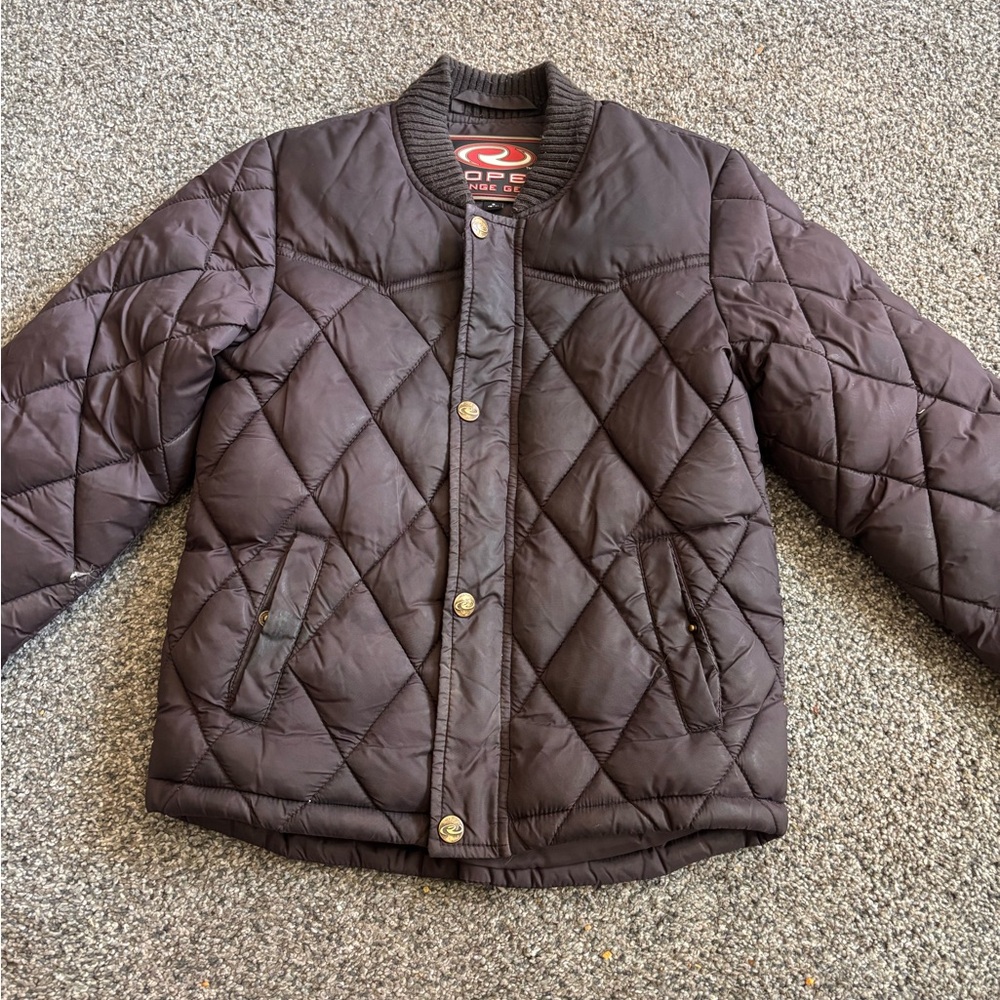 Roper Kids Quilted Down Puffer Jacket - Dark Brown